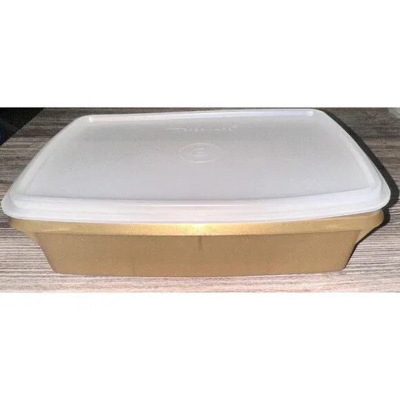 Tupperware Tuppercraft Stow-N-Go Storage Box Gold 3 Piece Lid Tray 767 - Picture 4 of 4